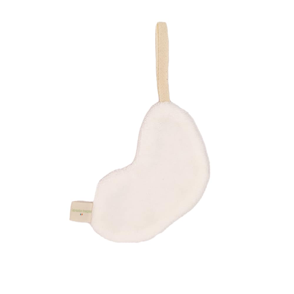 doudou attache tétine en tissus licorne de couleur blanche ou rose, vue de dos, fabriqué avec amour en France